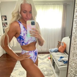 Purple Tye Dye High Waisted bikini set s/l